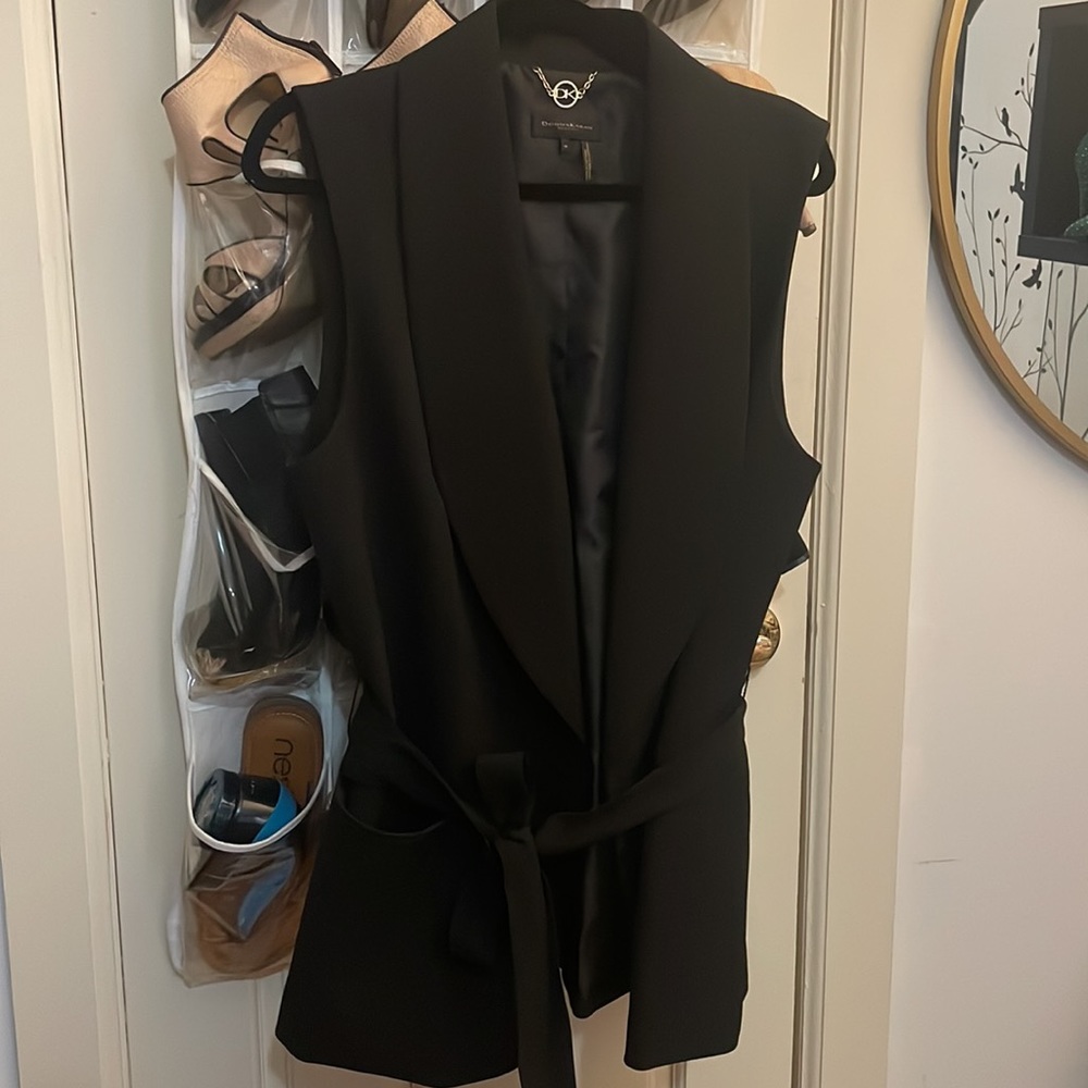 Donna Karan Sleeveless Black Blazer, Size 14